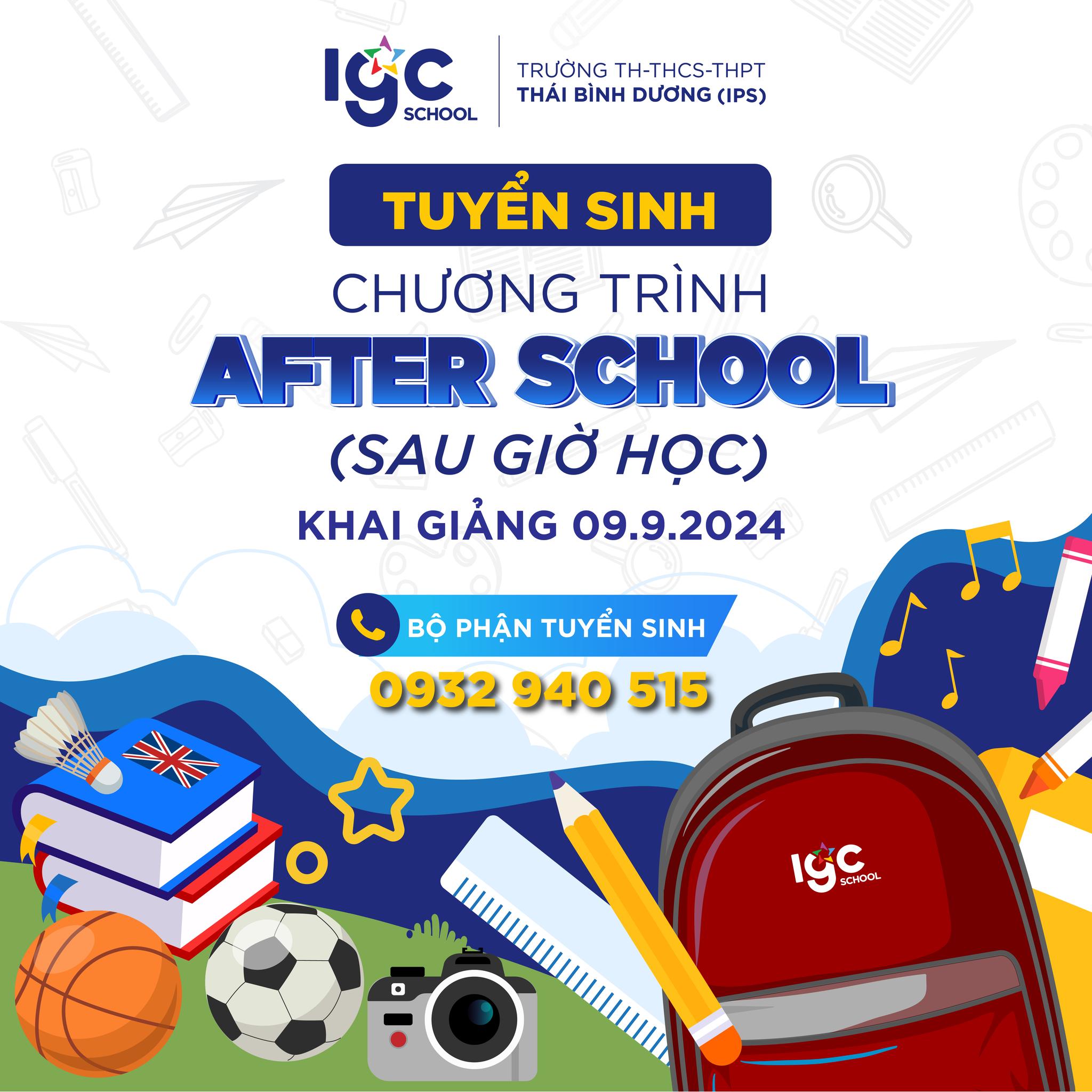 IPS tuyển sinh chương trình After school (sau giờ học) năm học 2024 – 2025