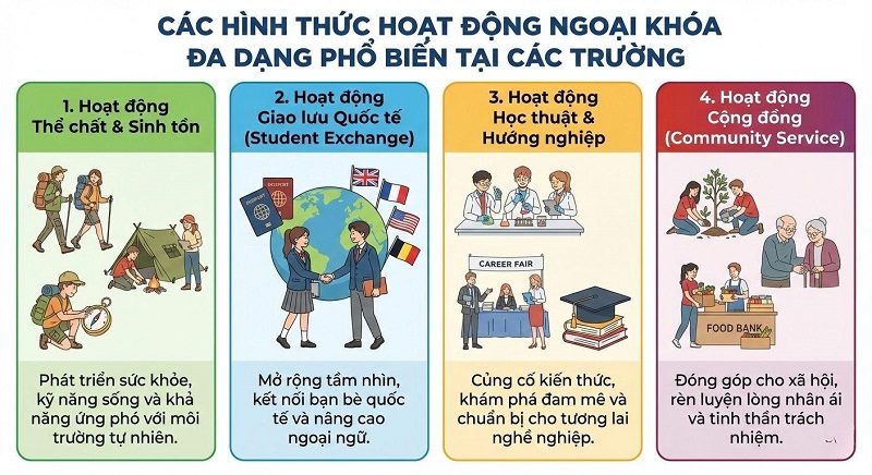 mô hình hoạt động ngoại khóa đa dạng và phong ph