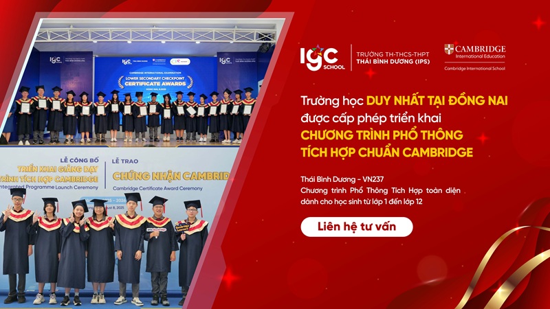 Học phí chính khóa tại IPS bao gồm bản quyền chương trình Cambridge và đội ngũ giáo viên nước ngoài chất lượng cao Học sinh IPS Đồng Nai học chương trình tích hợp Cambridge CAIE với giáo viên nước ngoài
